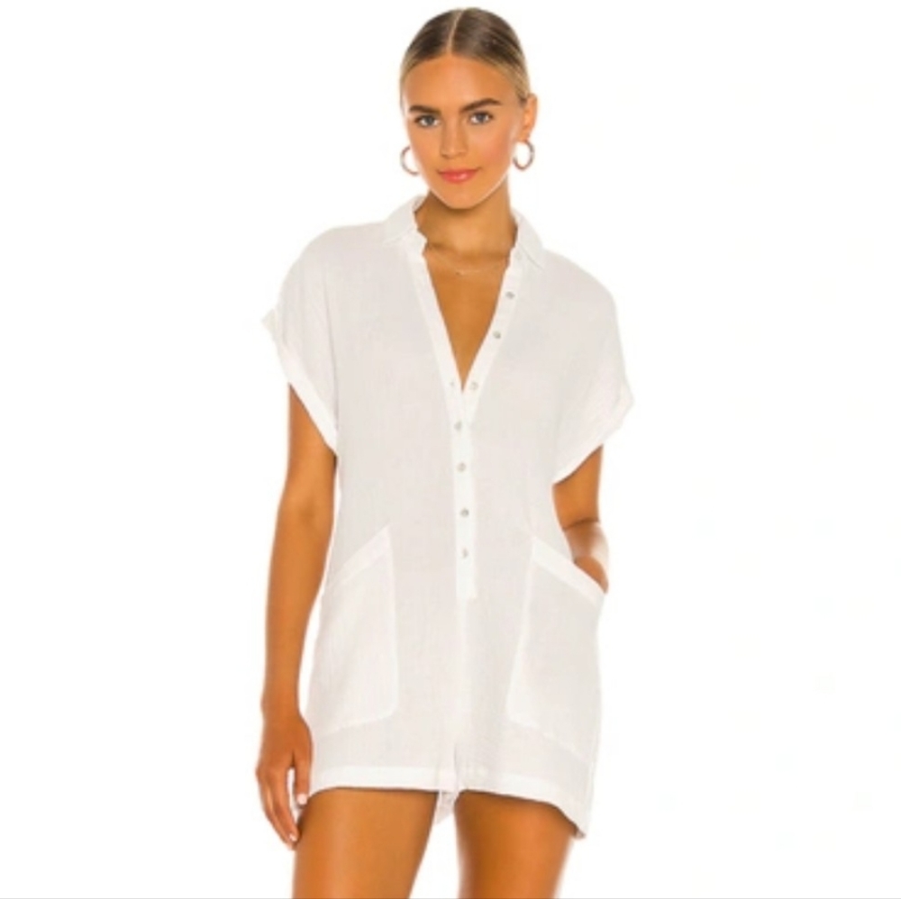 L*SPACE Mika Gauzy Cover-up Romper In White